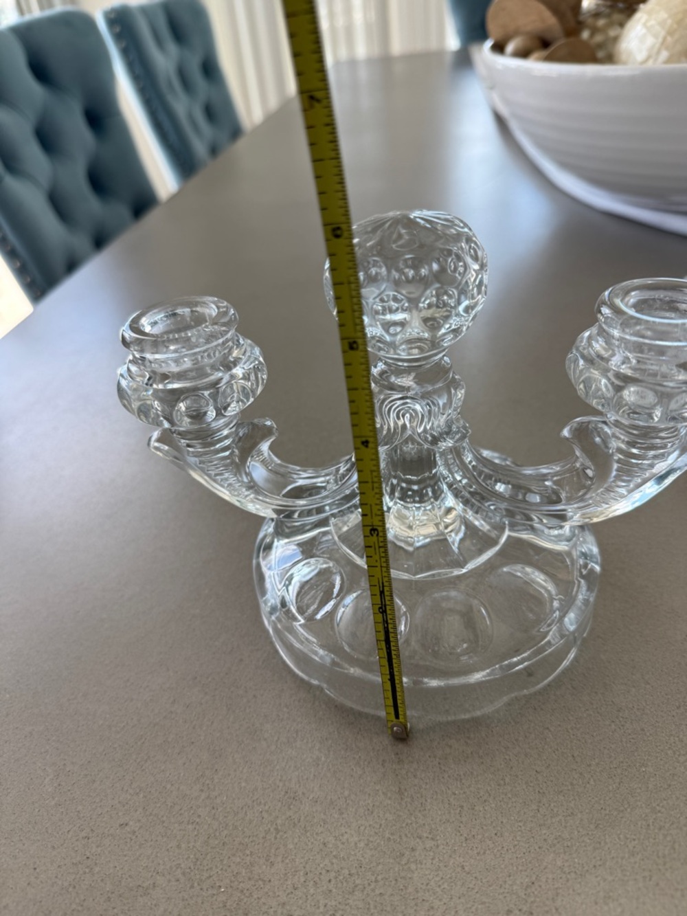 Vintage Heisey glass 2 light candlelabra - Picture 11 of 13